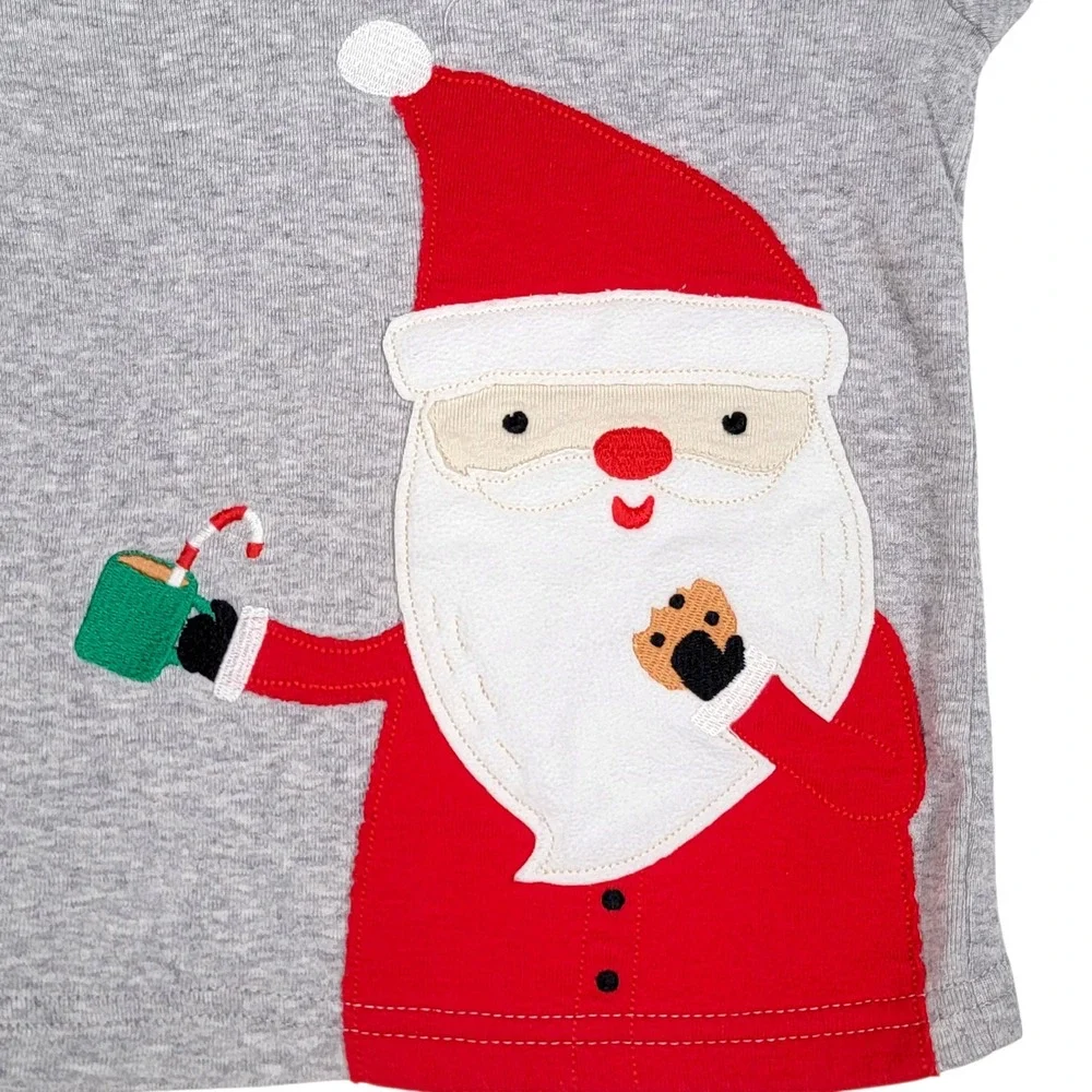 Carters Christmas 2 Pc Pajamas Boys Sz 18M Santa Claus Red Gray Striped‎ Holiday